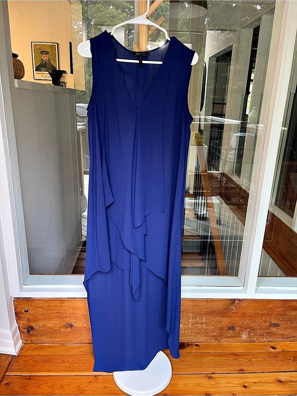 BCBGMAXAZRIA Tara High-Low Maxi Dress in Blue Size Medium Like New